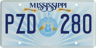MS license plate PZD280