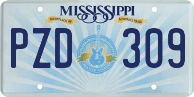 MS license plate PZD309