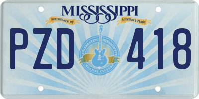 MS license plate PZD418