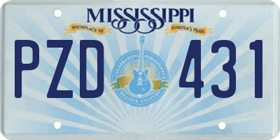 MS license plate PZD431