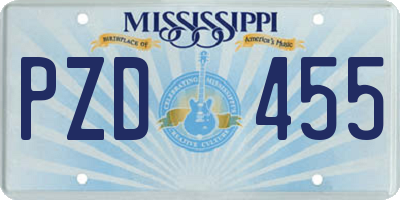 MS license plate PZD455