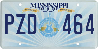 MS license plate PZD464