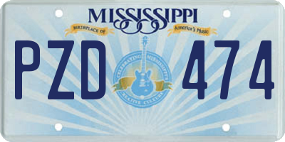 MS license plate PZD474