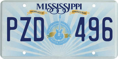 MS license plate PZD496