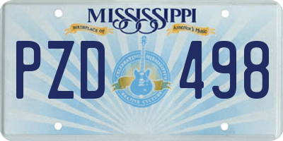 MS license plate PZD498