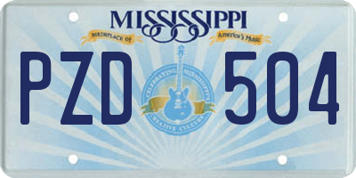 MS license plate PZD504