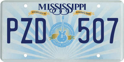MS license plate PZD507