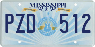 MS license plate PZD512