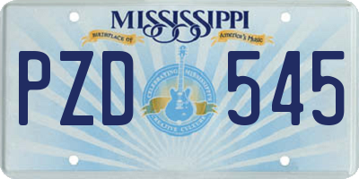 MS license plate PZD545