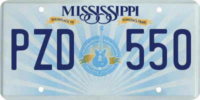 MS license plate PZD550