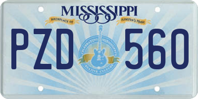 MS license plate PZD560