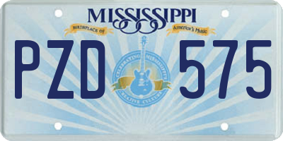 MS license plate PZD575