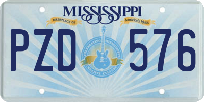 MS license plate PZD576