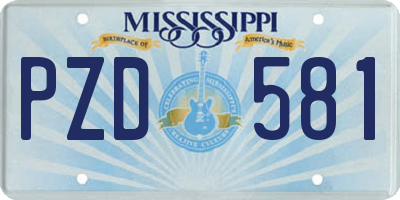 MS license plate PZD581