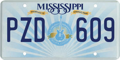 MS license plate PZD609