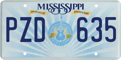 MS license plate PZD635