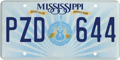 MS license plate PZD644