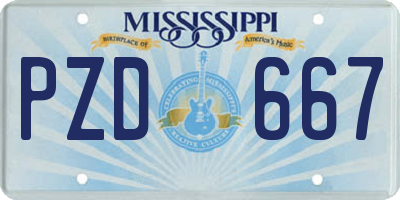MS license plate PZD667