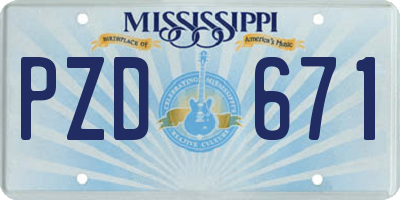 MS license plate PZD671
