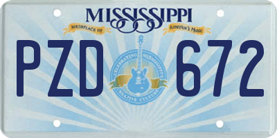 MS license plate PZD672