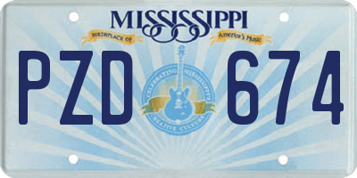 MS license plate PZD674