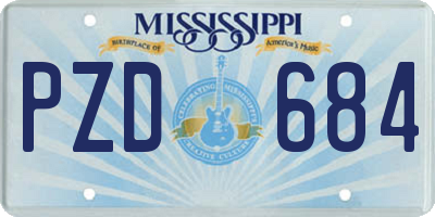 MS license plate PZD684