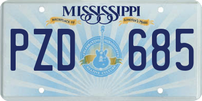 MS license plate PZD685