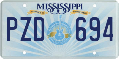 MS license plate PZD694