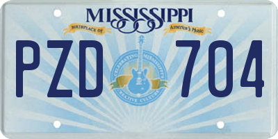 MS license plate PZD704