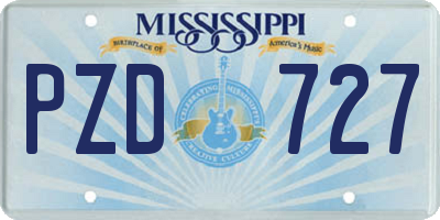MS license plate PZD727