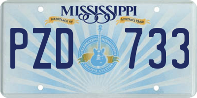 MS license plate PZD733