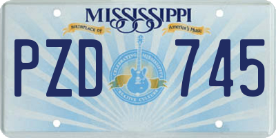 MS license plate PZD745