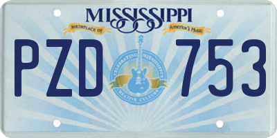 MS license plate PZD753
