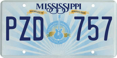 MS license plate PZD757