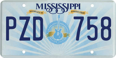 MS license plate PZD758