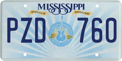 MS license plate PZD760