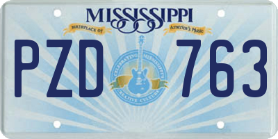 MS license plate PZD763