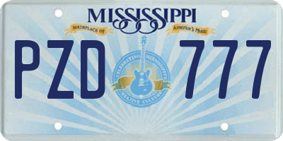 MS license plate PZD777