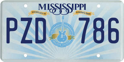 MS license plate PZD786