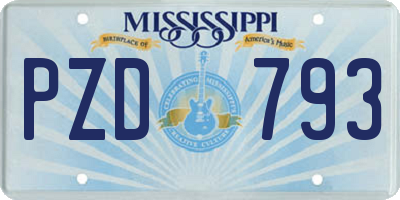 MS license plate PZD793
