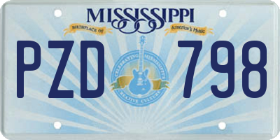 MS license plate PZD798