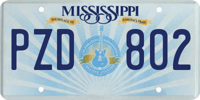 MS license plate PZD802