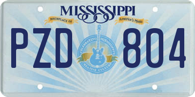 MS license plate PZD804