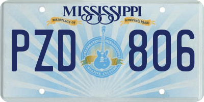MS license plate PZD806