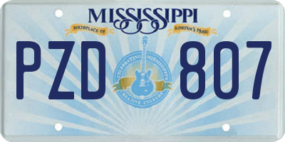 MS license plate PZD807