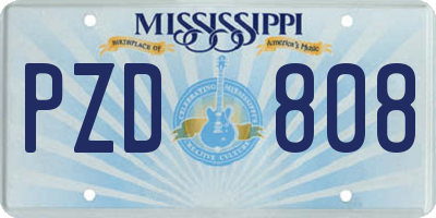 MS license plate PZD808