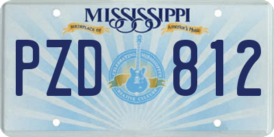 MS license plate PZD812
