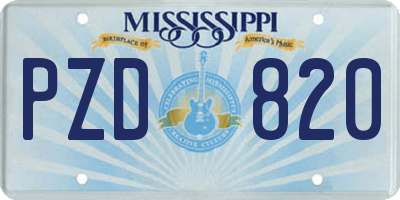 MS license plate PZD820