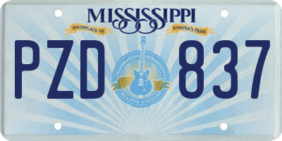 MS license plate PZD837