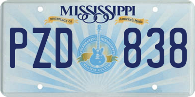 MS license plate PZD838